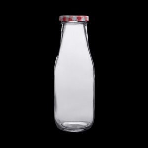 FINAL PRICE ✂️ Set of 4 ~ 10 oz Glass Milk Bottle w/2 Different Lids